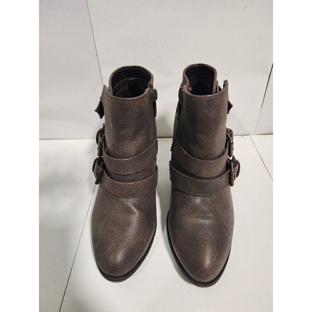 Cambridge Select Women's Buckle Strap Block Chunky Heel Ankle Booties Si…